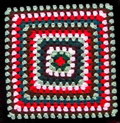  Lap Rug 5 (close-up) Crocheted Multi-coloured Commercial Wool